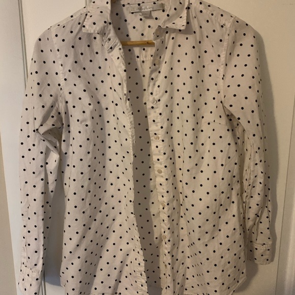 White w/ black polka dots button down shirt - Picture 1 of 2